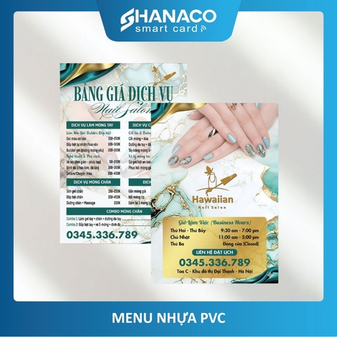 Menu Nhựa PVC Chống Nước