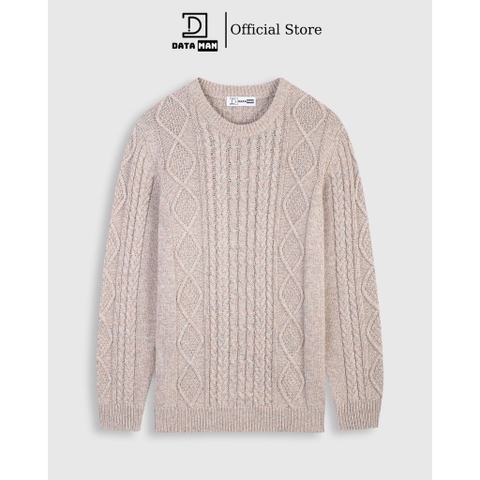 Áo len nam DATAMAN, cổ tròn, hoạ tiết vặn thừng cable-knit, chất liệu len lông cừu cao cấp, dày dặn, mềm mại - DT20