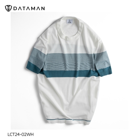 Áo thun len dệt kim DATAMAN ngắn tay, kẻ ngang Gradient - LCT24-02