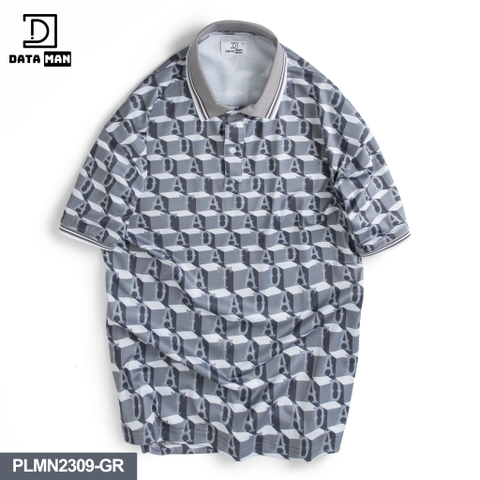 Áo POLO Unisex tay ngắn họa tiết Cube Monogram dáng Overfit - PLMN2309