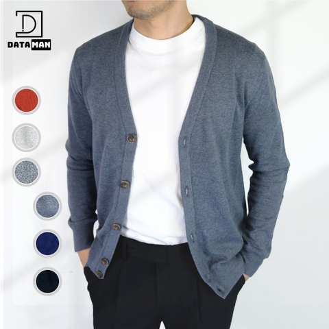 Áo CARDIGAN nam mỏng, mở khuy, cổ chữ V, đáp da lộn khuỷu tay, chất cotton mềm mịn, KHÔNG BAI XÙ - DT22-03