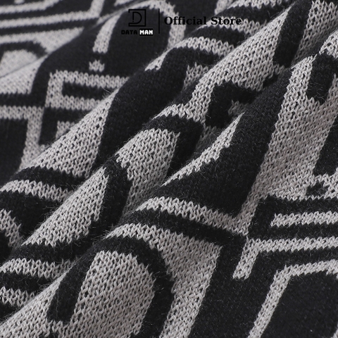 Áo GILE len nam DATAMAN dệt Jacquard, họa tiết MONOGRAM logo trẻ trung, form rộng, dáng Unisex - GILEDT22-08
