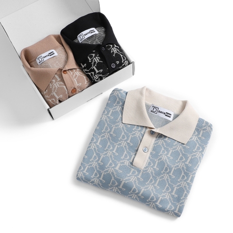 Áo POLO nam DATAMAN dệt kim, họa tiết MONOGRAM trẻ trung, chất liệu Mongtoghi mềm, nhẹ - POLODT22-02