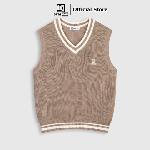 Áo gile len nam DATAMAN cao cấp, form rộng, unisex, thêu logo ở ngực, chất liệu len len lông cừu, style Hàn Quốc -  DT51