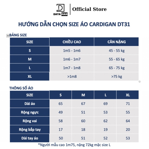 Áo Cardigan len nam DATAMAN, cổ chữ V, mở 5 khuy, chất len lông thỏ dày dặn, có viền trang trí phong cách Hàn Quốc DT31