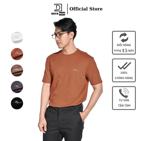 Áo thun nam cổ tròn Basic DATAMAN 100% cotton co giãn 4 chiều, thoáng mát, form regular fit - TCT22-02
