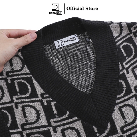 Áo GILE len nam DATAMAN dệt Jacquard, họa tiết MONOGRAM logo trẻ trung, form rộng, dáng Unisex - GILEDT22-08