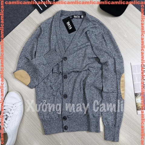 Áo CARDIGAN nam mỏng, mở khuy, cổ chữ V, đáp da lộn khuỷu tay, chất cotton mềm mịn, KHÔNG BAI XÙ - DT22-03