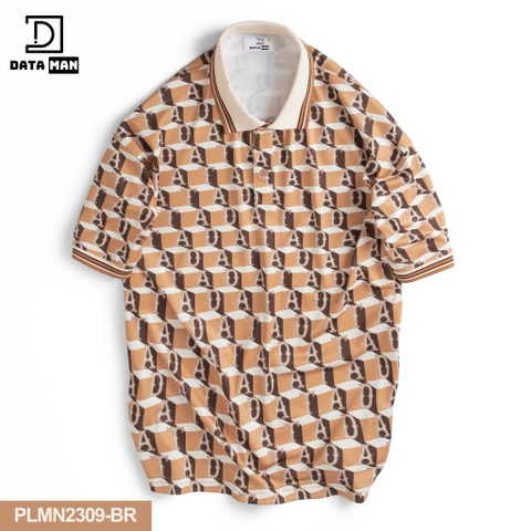 Áo POLO Unisex tay ngắn họa tiết Cube Monogram dáng Overfit - PLMN2309