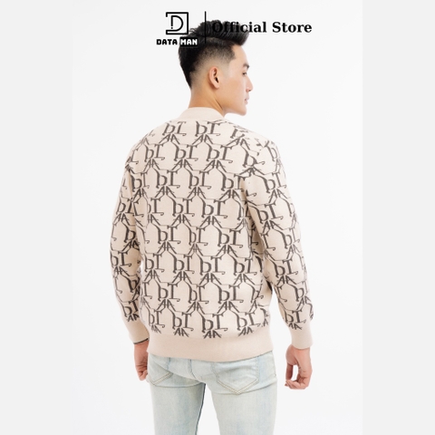 Áo Cardigan nam DATAMAN, len dệt Jacquard họa tiết Monogram DATA thời thượng, chất len dày dặn, siêu mềm mịn - DT22