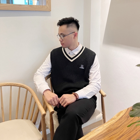 Áo gile len nam DATAMAN cao cấp, form rộng, unisex, thêu logo ở ngực, chất liệu len len lông cừu, style Hàn Quốc -  DT51