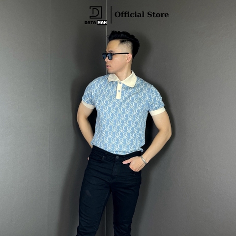 Áo POLO nam DATAMAN dệt kim, họa tiết MONOGRAM trẻ trung, chất liệu Mongtoghi mềm, nhẹ - POLODT22-02