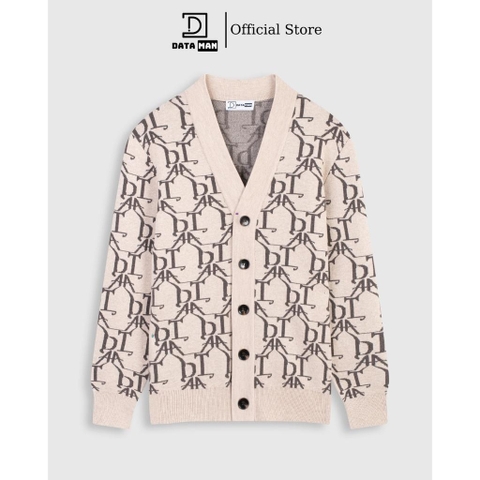 Áo Cardigan nam DATAMAN, len dệt Jacquard họa tiết Monogram DATA thời thượng, chất len dày dặn, siêu mềm mịn - DT22
