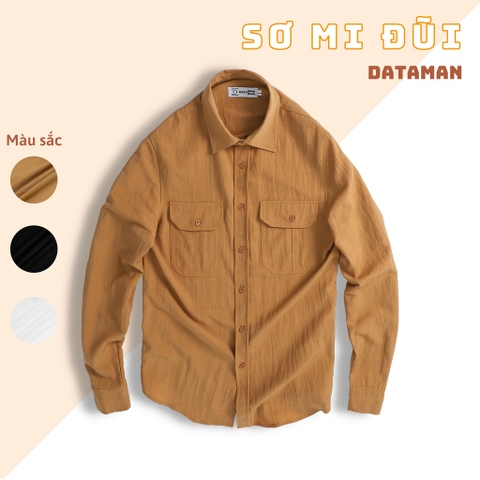 Áo Sơ Mi Đũi Nam Cao Cấp DATAMAN dài tay, dáng rộng trẻ trung, chất liệu đũi xước mềm nhẹ - SMDT22-02