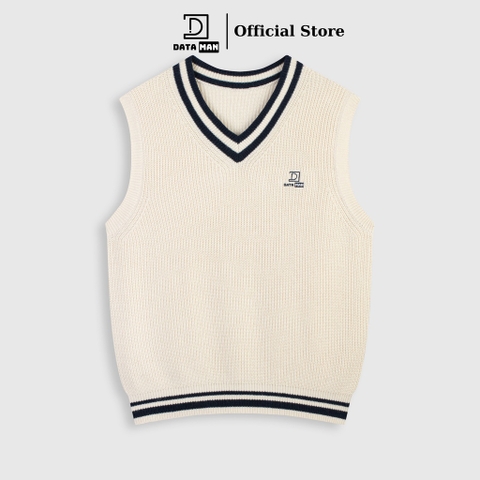 Áo gile len nam DATAMAN cao cấp, form rộng, unisex, thêu logo ở ngực, chất liệu len len lông cừu, style Hàn Quốc -  DT51