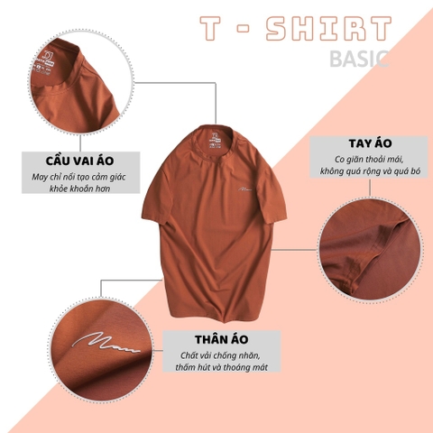 Áo thun nam cổ tròn Basic DATAMAN 100% cotton co giãn 4 chiều, thoáng mát, form regular fit - TCT22-02