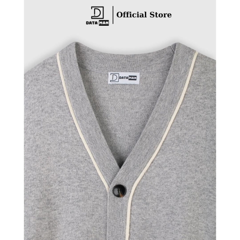 Áo Cardigan len nam DATAMAN, cổ chữ V, mở 5 khuy, chất len lông thỏ dày dặn, có viền trang trí phong cách Hàn Quốc DT31