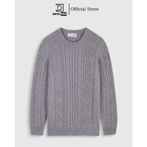 Áo len nam DATAMAN, cổ tròn, hoạ tiết vặn thừng cable-knit, chất liệu len lông cừu cao cấp, dày dặn, mềm mại - DT20