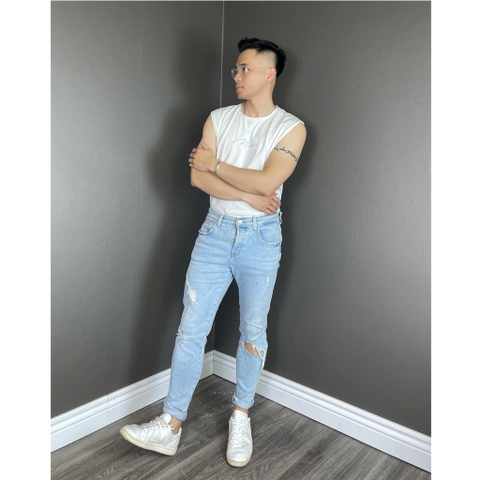 Áo thun TANKTOP nam DATAMAN, ngực thêu chữ Man, cổ tròn, form oversize, chất cotton co giãn 4 chiều- TANKTOPDT22-01