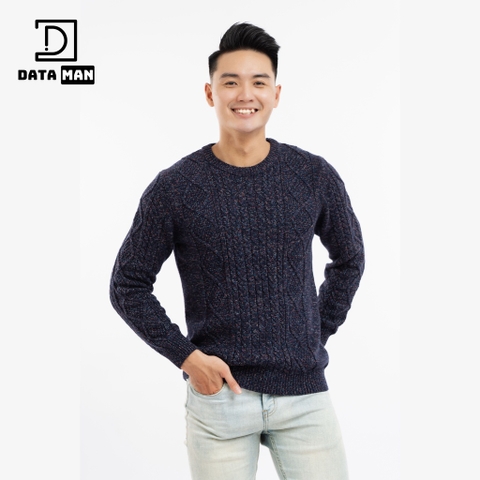 Áo len nam DATAMAN, cổ tròn, hoạ tiết vặn thừng cable-knit, chất liệu len lông cừu cao cấp, dày dặn, mềm mại - DT20
