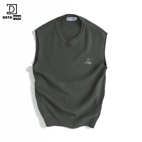 Áo gile len nam DATAMAN cao cấp, form rộng, unisex, thêu logo ở ngực, chất liệu len len lông cừu, style Hàn Quốc -  DT51