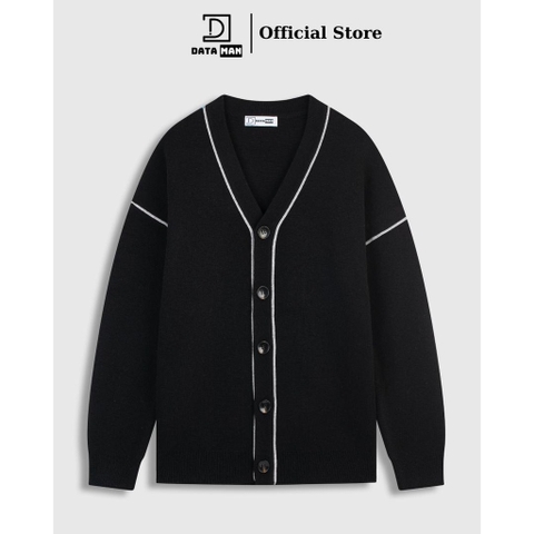 Áo Cardigan len nam DATAMAN, cổ chữ V, mở 5 khuy, chất len lông thỏ dày dặn, có viền trang trí phong cách Hàn Quốc DT31