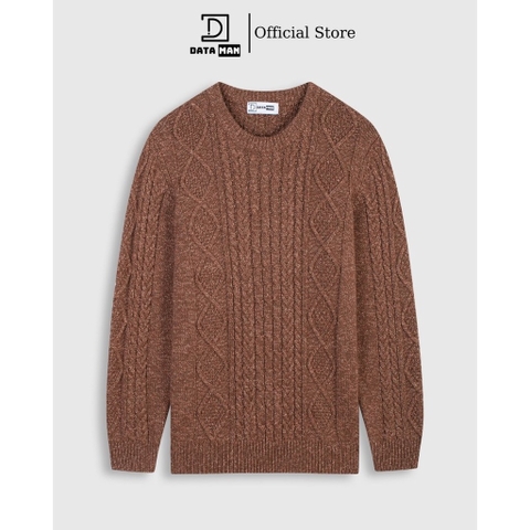 Áo len nam DATAMAN, cổ tròn, hoạ tiết vặn thừng cable-knit, chất liệu len lông cừu cao cấp, dày dặn, mềm mại - DT20