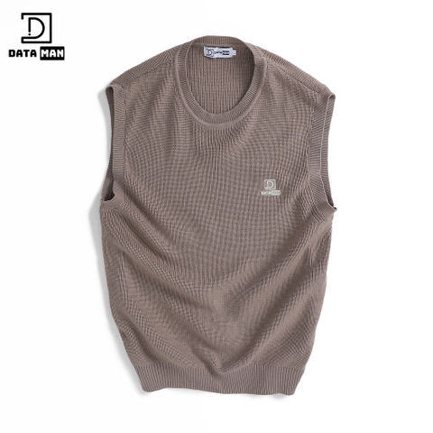 Áo gile len nam DATAMAN cao cấp, form rộng, unisex, thêu logo ở ngực, chất liệu len len lông cừu, style Hàn Quốc -  DT51