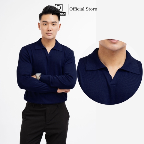 Áo Polo nam dài tay DATAMAN dệt kim, phong cách Hàn Quốc vải cotton chải kĩ mềm mịn, không bai xù, bo tay bo gấu - DT28