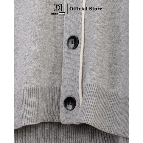 Áo Cardigan len nam DATAMAN, cổ chữ V, mở 5 khuy, chất len lông thỏ dày dặn, có viền trang trí phong cách Hàn Quốc DT31