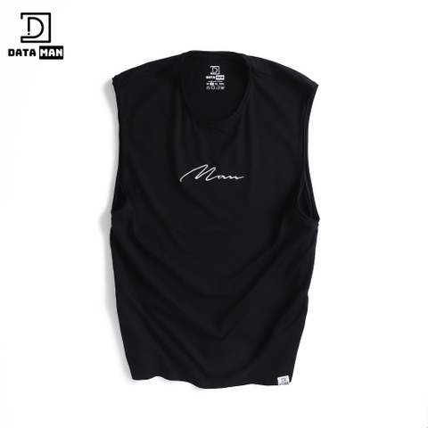 Áo thun TANKTOP nam DATAMAN, ngực thêu chữ Man, cổ tròn, form oversize, chất cotton co giãn 4 chiều- TANKTOPDT22-01