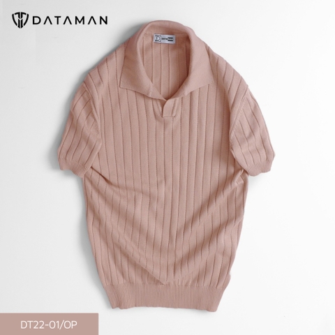 Áo Polo nam ngắn tay DATAMAN dệt kim, cổ chữ V, vải cotton chải kĩ mềm mịn, không bai xù - DT22-01