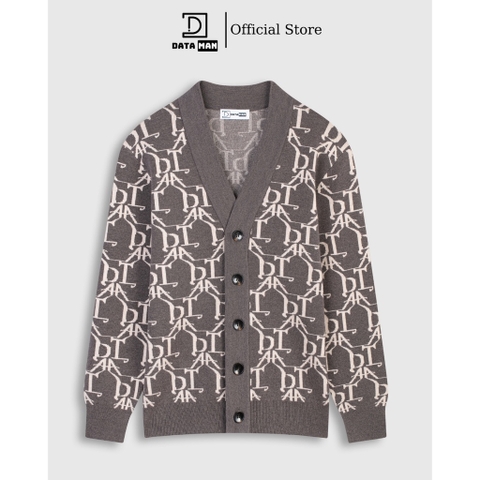 Áo Cardigan nam DATAMAN, len dệt Jacquard họa tiết Monogram DATA thời thượng, chất len dày dặn, siêu mềm mịn - DT22