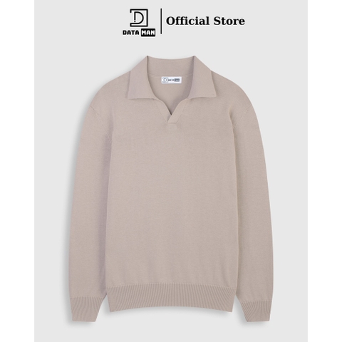 Áo Polo nam dài tay DATAMAN dệt kim, phong cách Hàn Quốc vải cotton chải kĩ mềm mịn, không bai xù, bo tay bo gấu - DT28