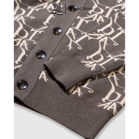 Áo Cardigan nam DATAMAN, len dệt Jacquard họa tiết Monogram DATA thời thượng, chất len dày dặn, siêu mềm mịn - DT22