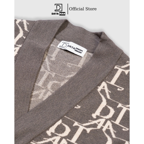 Áo Cardigan nam DATAMAN, len dệt Jacquard họa tiết Monogram DATA thời thượng, chất len dày dặn, siêu mềm mịn - DT22