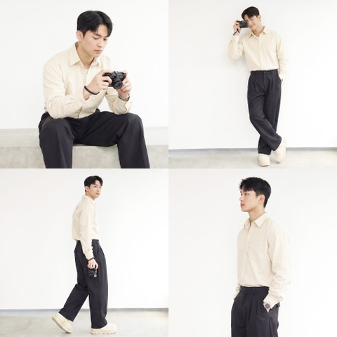 Áo Sơ Mi - Relaxed fit KAKI DRAFT SHIRT - H.I.M STUDIO