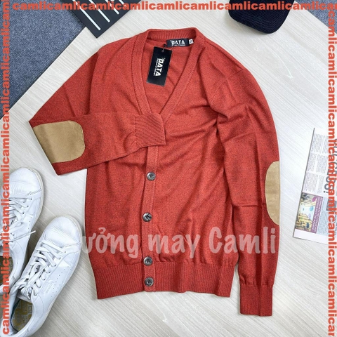 Áo CARDIGAN nam mỏng, mở khuy, cổ chữ V, đáp da lộn khuỷu tay, chất cotton mềm mịn, KHÔNG BAI XÙ - DT22-03