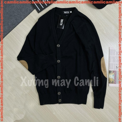 Áo CARDIGAN nam mỏng, mở khuy, cổ chữ V, đáp da lộn khuỷu tay, chất cotton mềm mịn, KHÔNG BAI XÙ - DT22-03