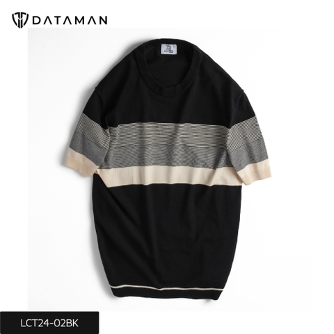 Áo thun len dệt kim DATAMAN ngắn tay, kẻ ngang Gradient - LCT24-02