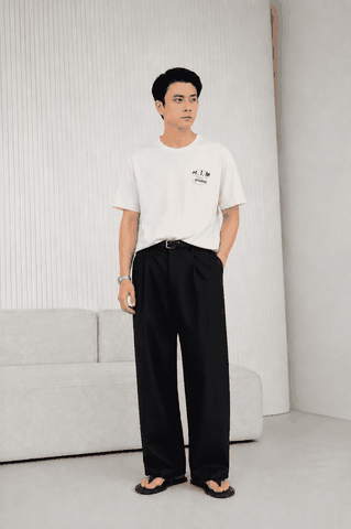 Quần Vải Ống Rộng Xếp Ly  - TWO TUCK WIDE CHINO PANTS - H.I.M STUDIO