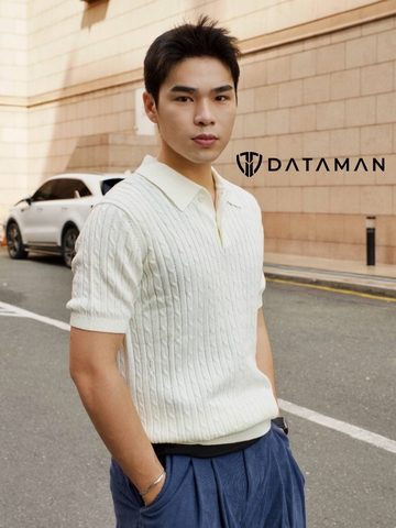 Áo POLO nam dệt kim, hoạ tiết vặn thừng thương hiệu DATAMAN, chất liệu thoáng mát - PLDT25-05