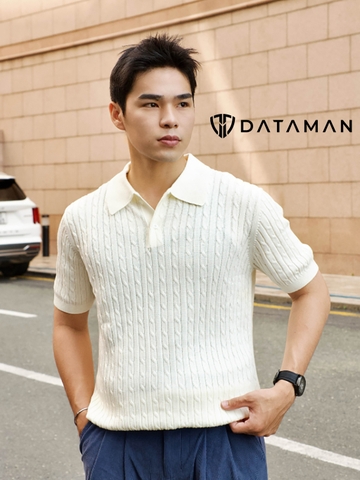 Áo POLO nam dệt kim, hoạ tiết vặn thừng thương hiệu DATAMAN, chất liệu thoáng mát - PLDT25-05