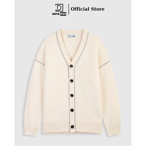 Áo Cardigan len nam DATAMAN, cổ chữ V, mở 5 khuy, chất len lông thỏ dày dặn, có viền trang trí phong cách Hàn Quốc DT31