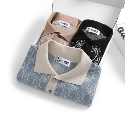 Áo POLO nam DATAMAN dệt kim, họa tiết MONOGRAM trẻ trung, chất liệu Mongtoghi mềm, nhẹ - POLODT22-02