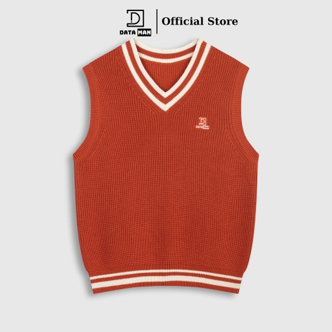 Áo gile len nam DATAMAN cao cấp, form rộng, unisex, thêu logo ở ngực, chất liệu len len lông cừu, style Hàn Quốc -  DT51