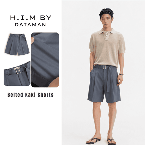Quần Short Xếp Ly Thắt Lưng - Belted Kaki Shorts - H.I.M STUDIO by DATAMAN - QSH2412