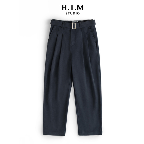 Belted Corduroy TWO TUCK WIDE CHINO PANTS - H.I.M STUDIO