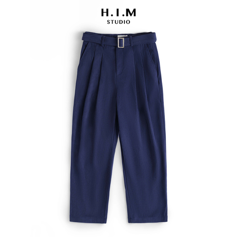 Belted Corduroy TWO TUCK WIDE CHINO PANTS - H.I.M STUDIO