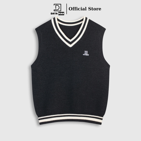 Áo gile len nam DATAMAN cao cấp, form rộng, unisex, thêu logo ở ngực, chất liệu len len lông cừu, style Hàn Quốc -  DT51